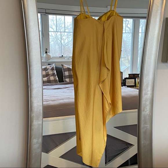 BCBG Max Azria Yellow toga-style drape dress - sz0 - Picture 3 of 4